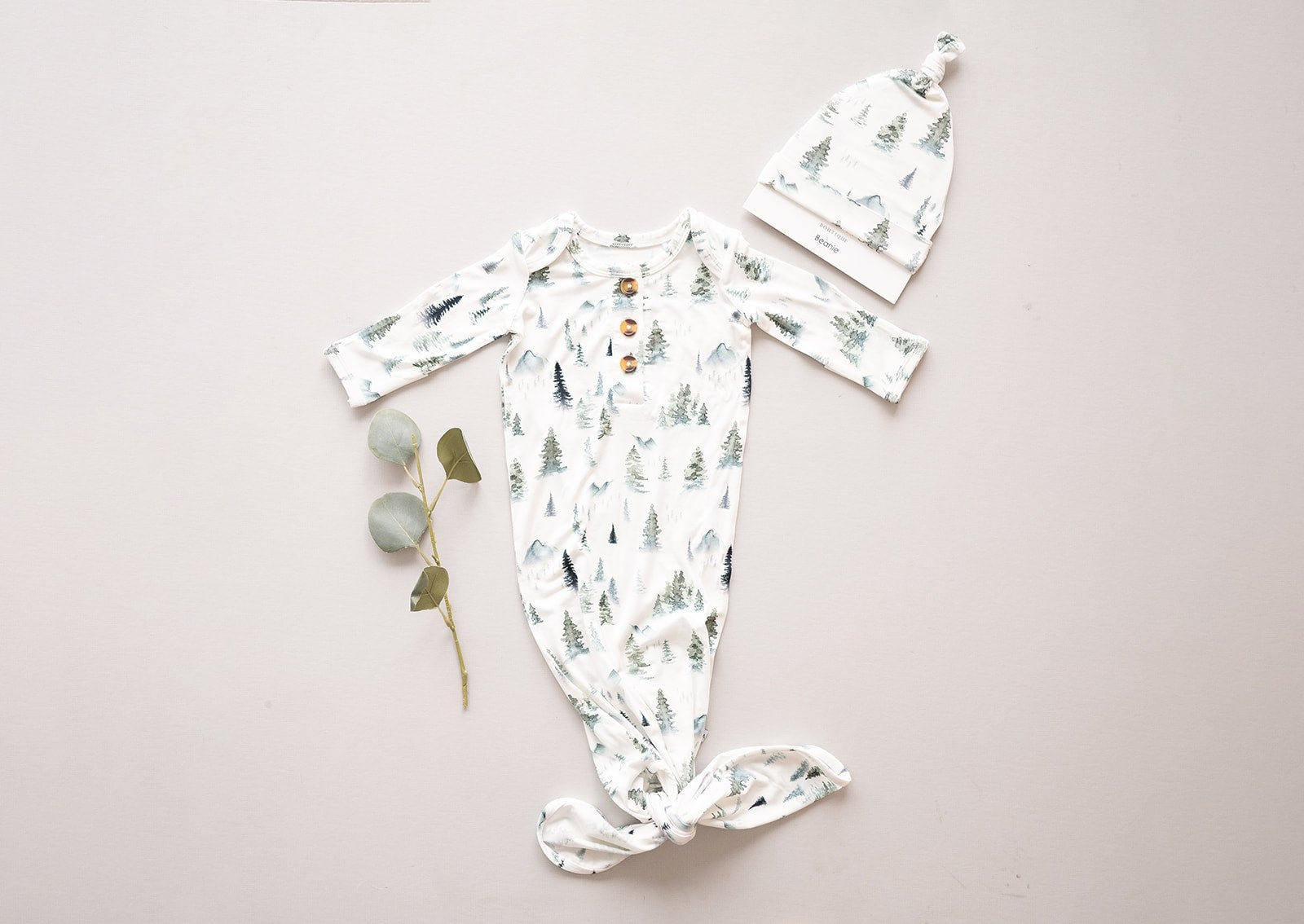 Green Forest Bamboo Knotted Baby Gown