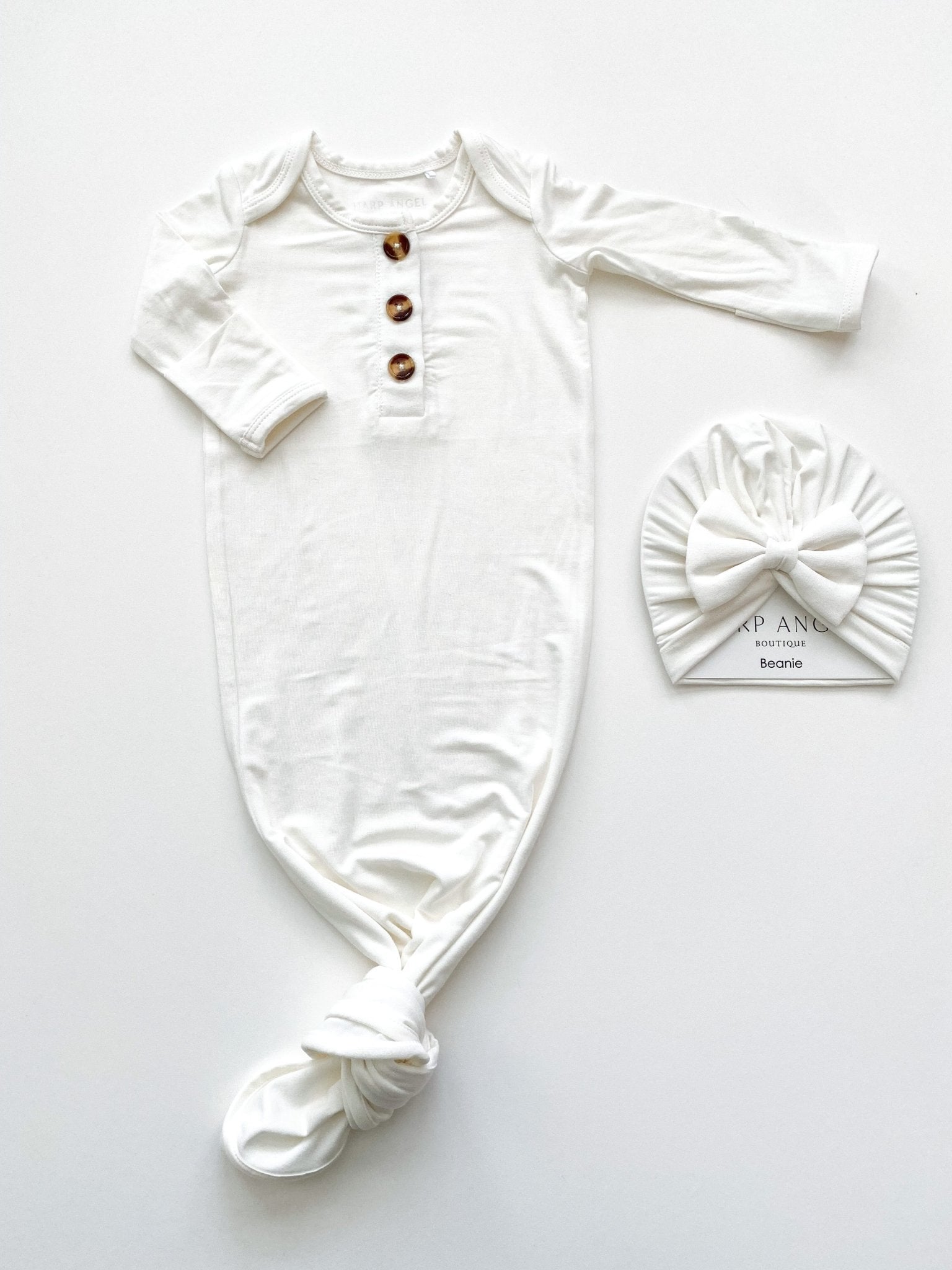 White Bamboo Knotted Baby Gown
