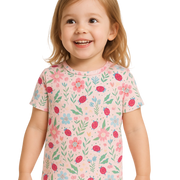 Ladybug Flower Garden Summer Pajama Set