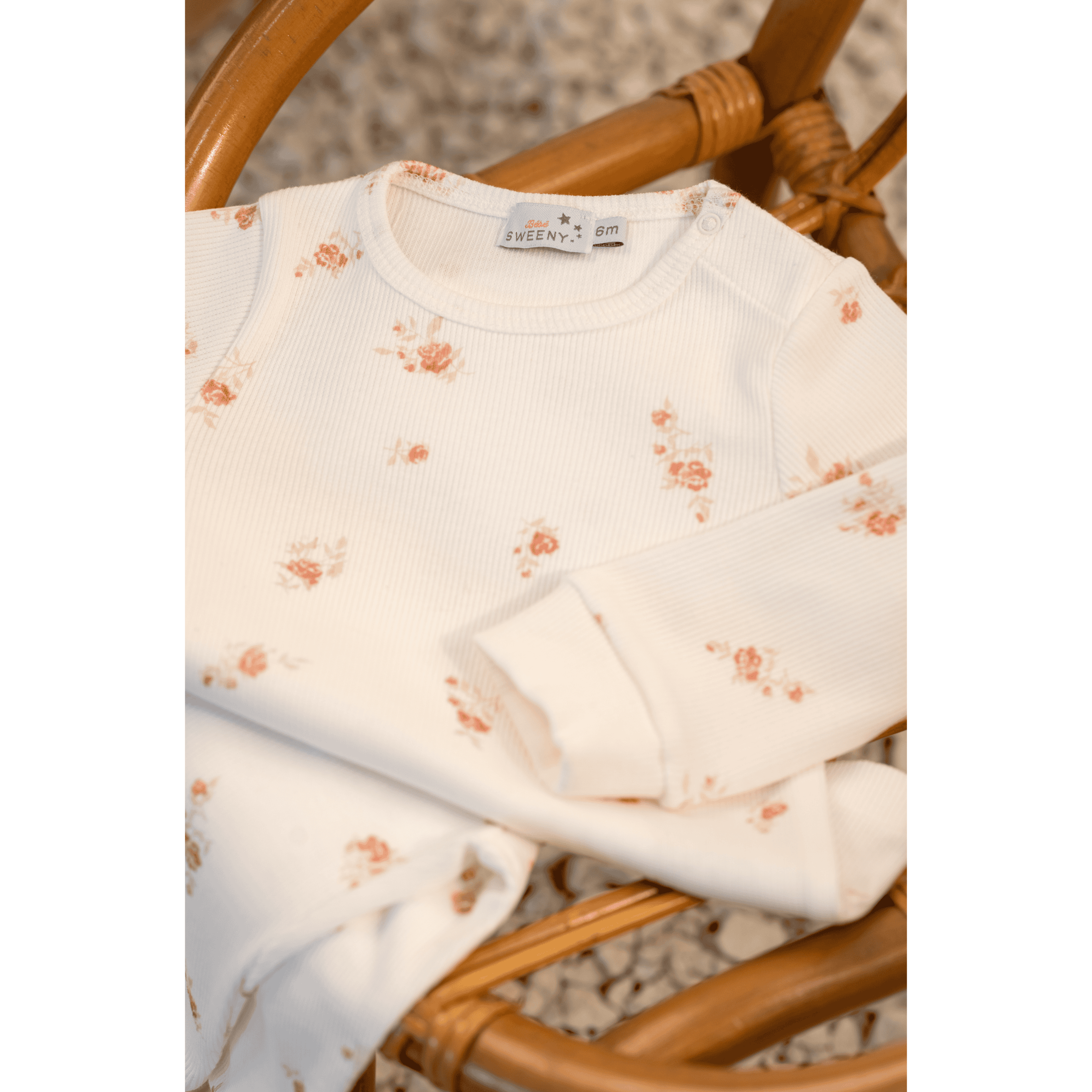 LEHANE | Girls Ivory & Pink Ditzy Rose Print Two-Piece Set