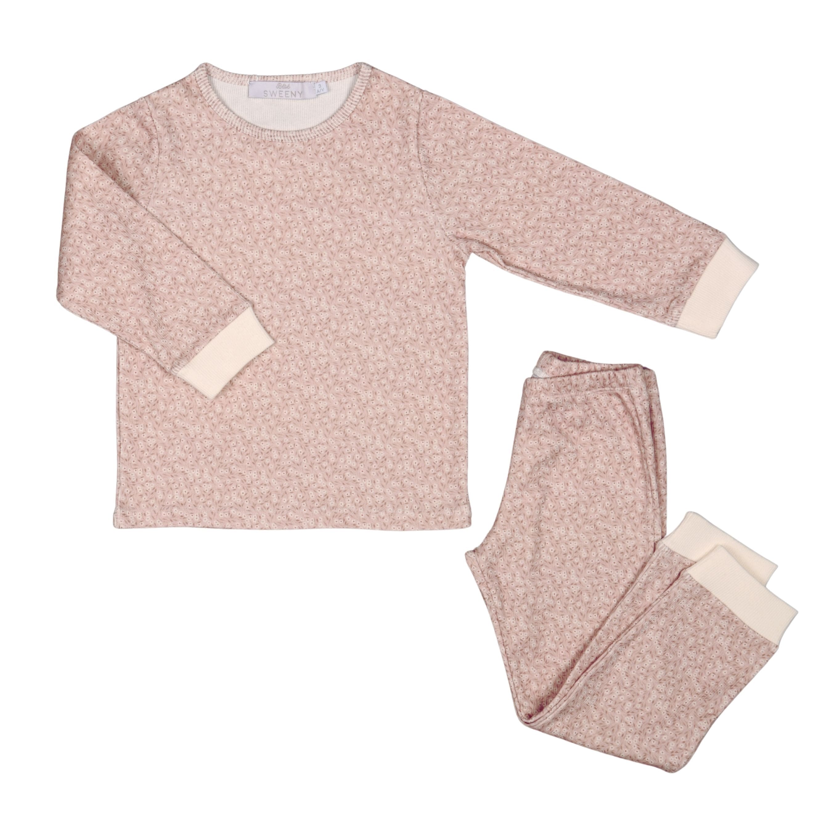 LEHANE | Girls Pink & Ivory Petite Fleur Print Cotton Two-Piece Set