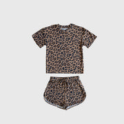 Girl's Bamboo Short Set | Leopard
