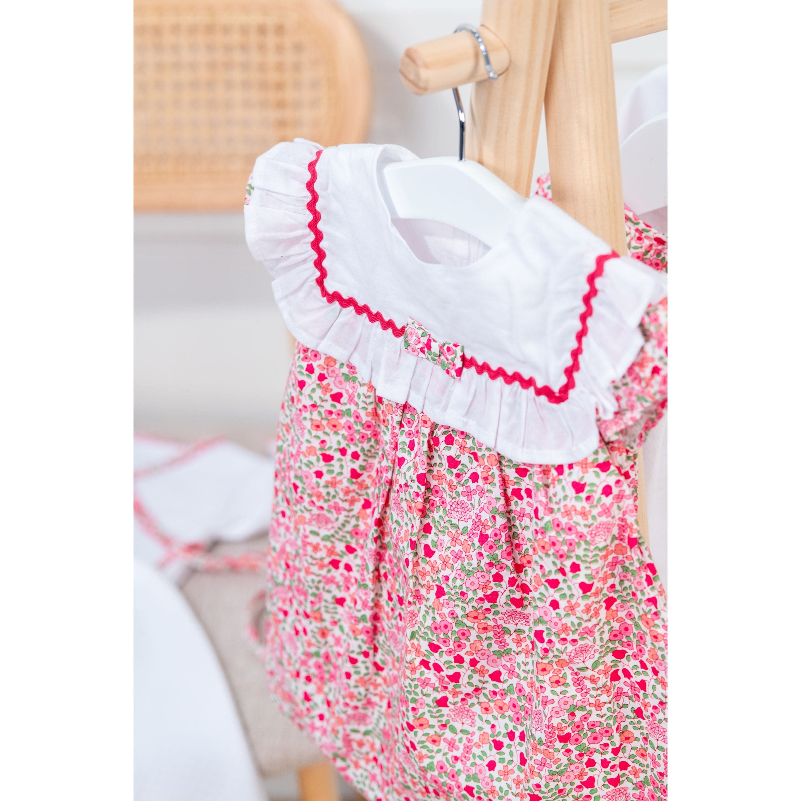 LILI ROSE | Girls Pink Floral Cotton Dress & Bloomer Set
