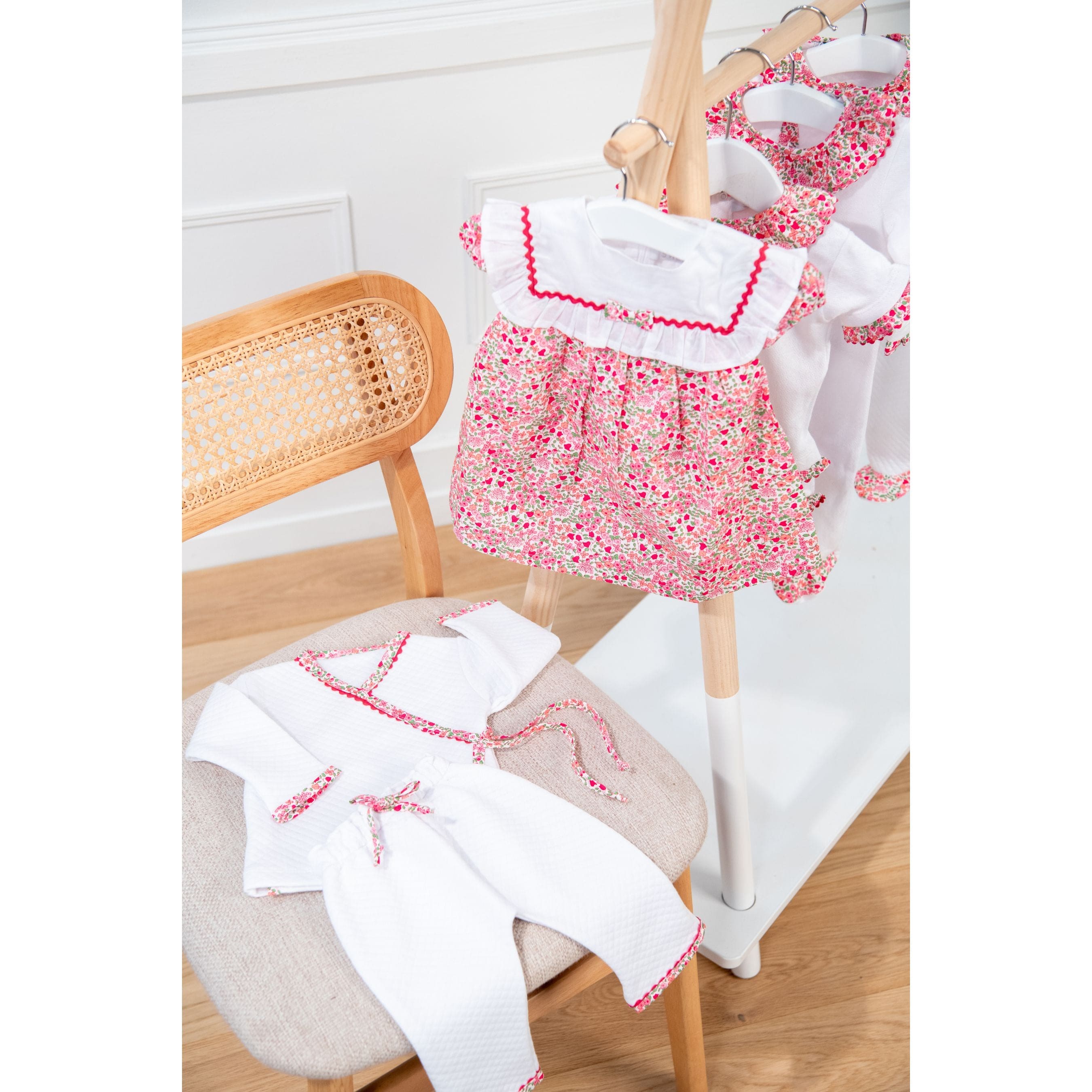 LILI ROSE | Girls Pink Floral Cotton Dress & Bloomer Set