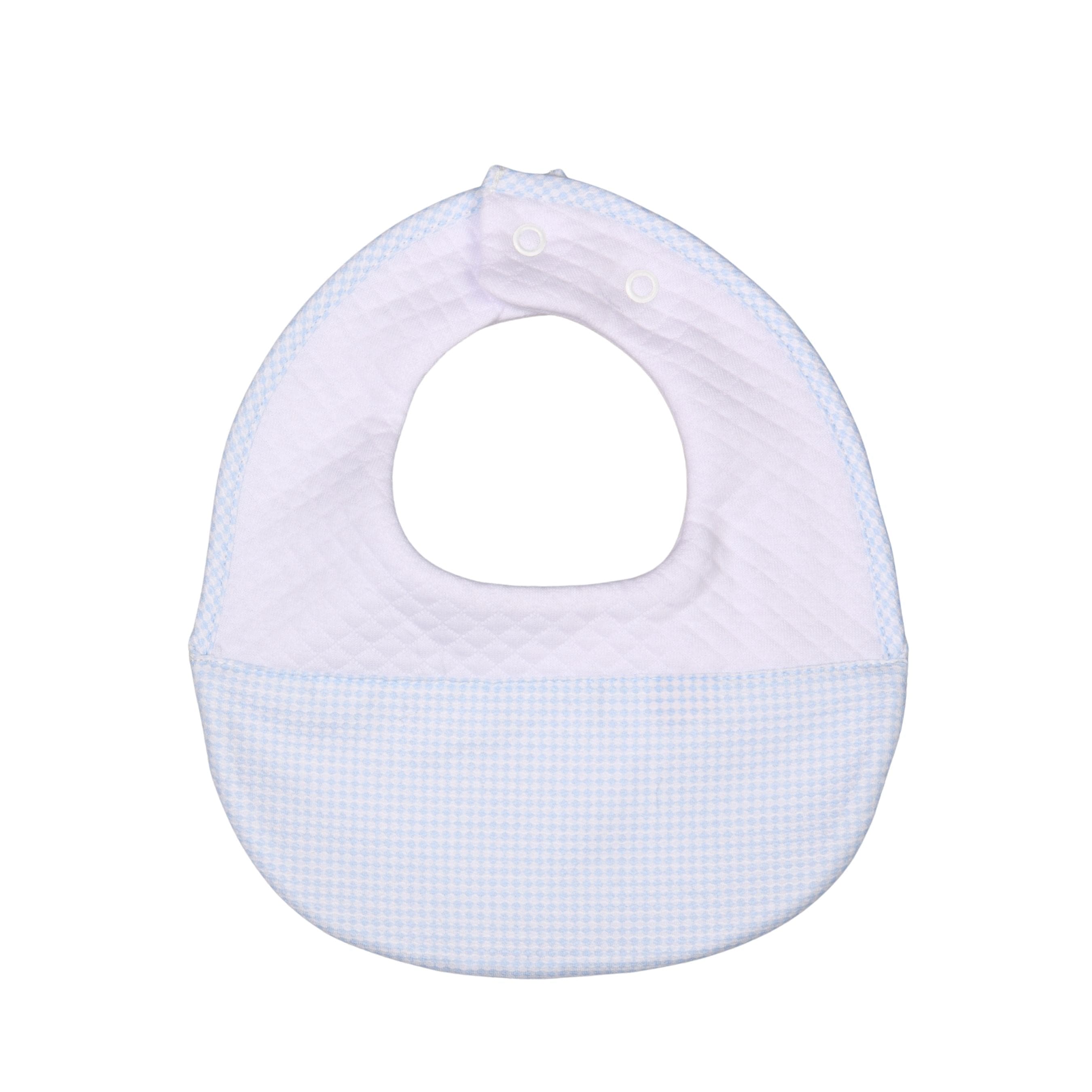 LUCAS | Boys White & Blue Gingham Cotton Bib