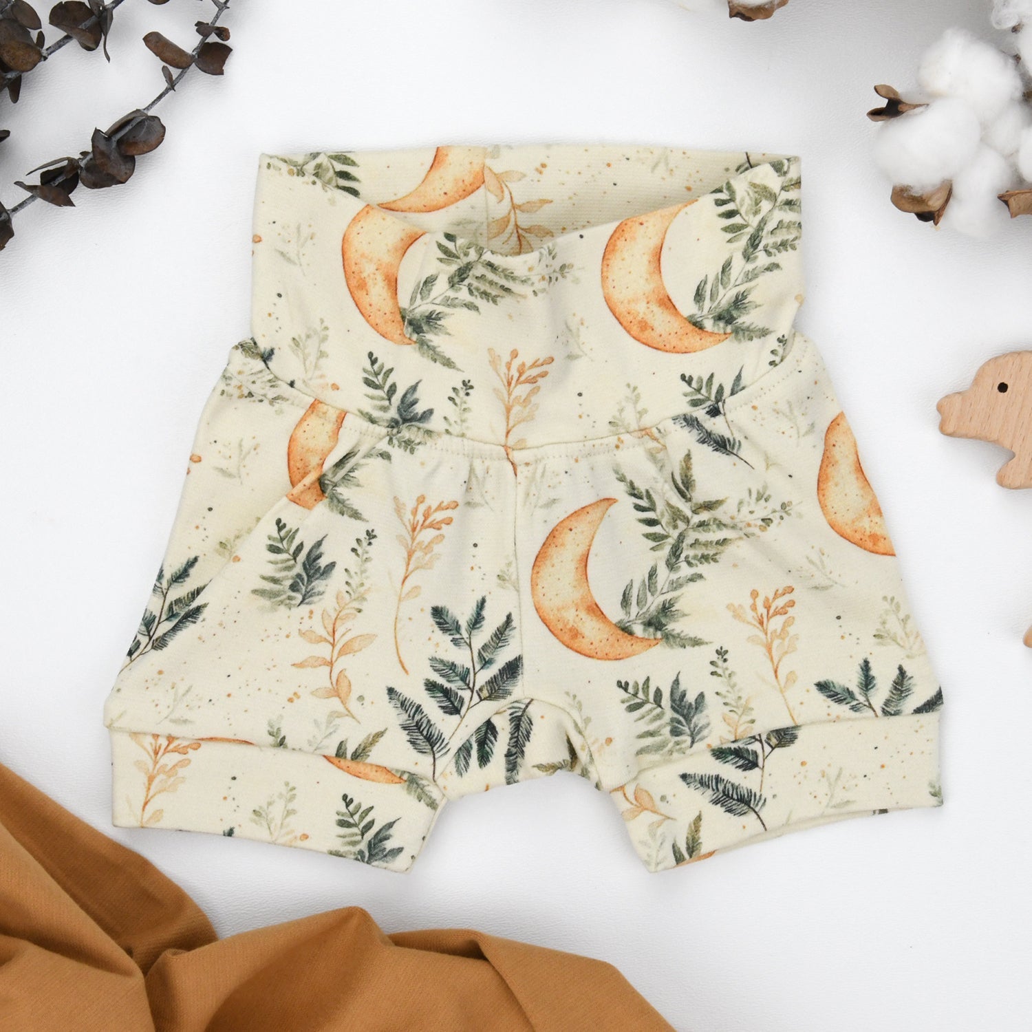 Organic Cotton High Waist Baby Shorts, Lynx