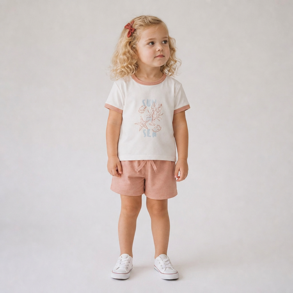 Organic Graphic Tee & Shorts Set - Beach Day