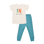 short sleeve pajama set | make waves vintage aqua