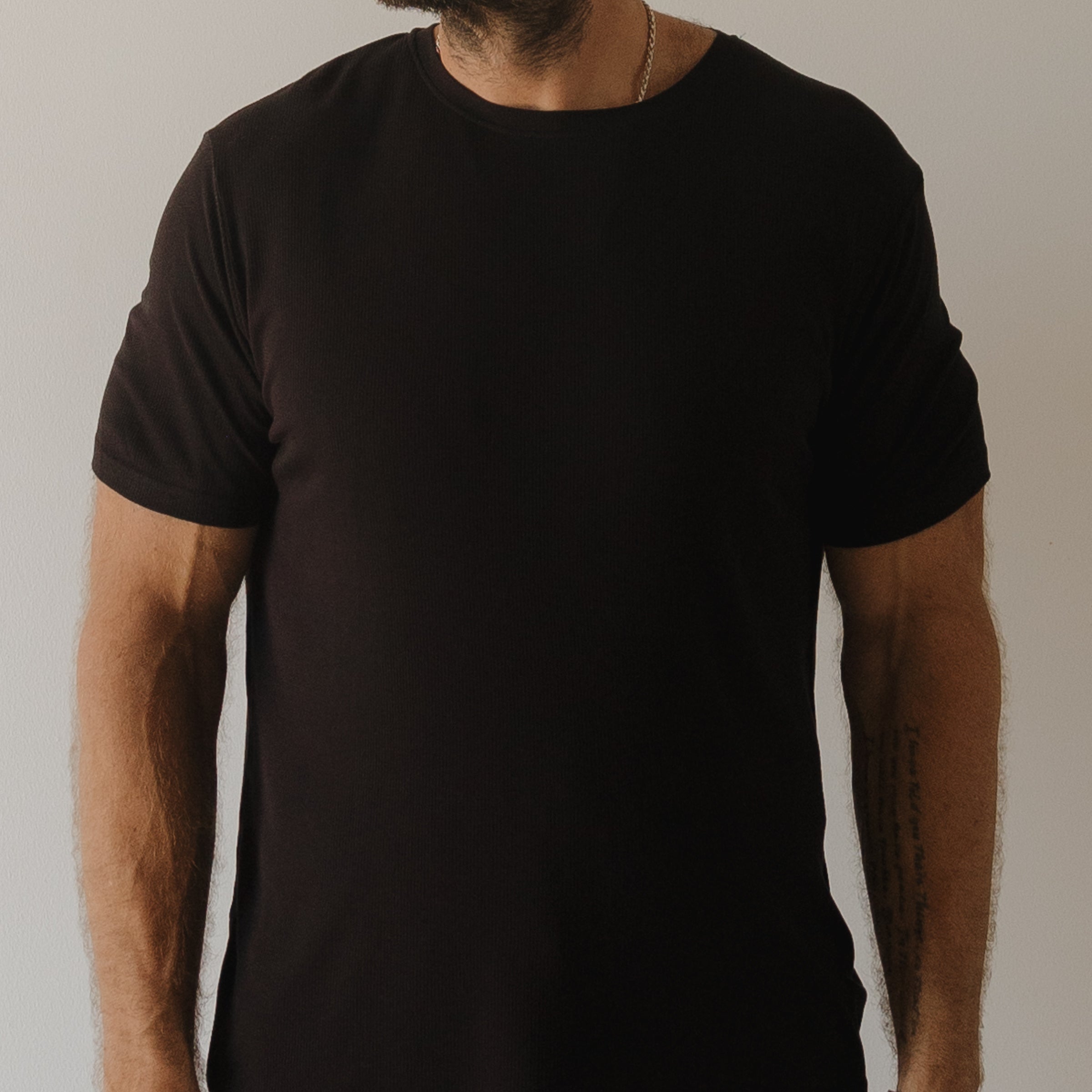Men's Bamboo Short Sleeve Pajama | Ribbed Black