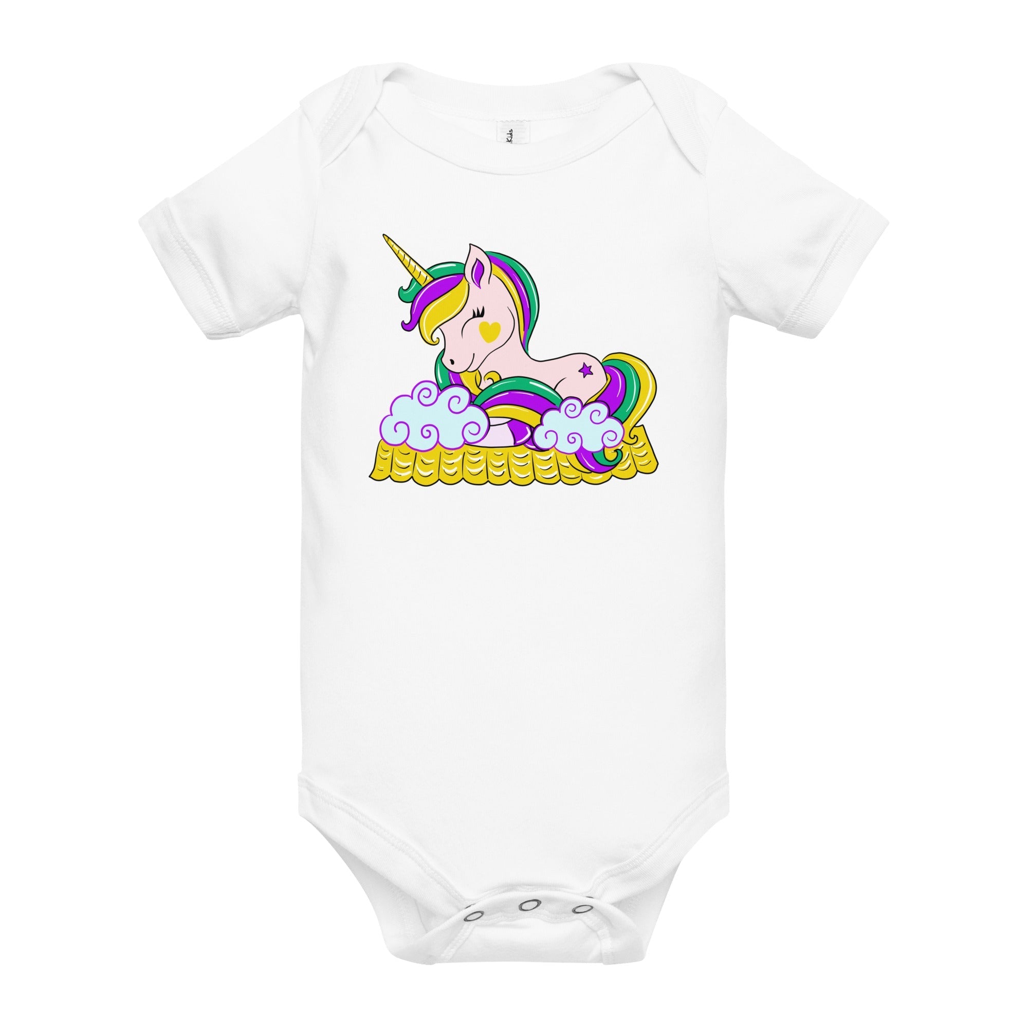 Mardi Gras Unicorn Baby Onesie Soft Cotton Newborn Outfit