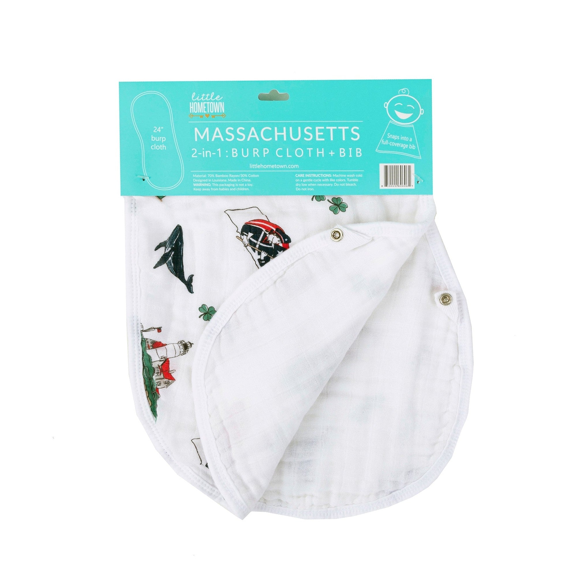 Massachusetts Newborn Gift Set: Muslin Swaddle & Bib