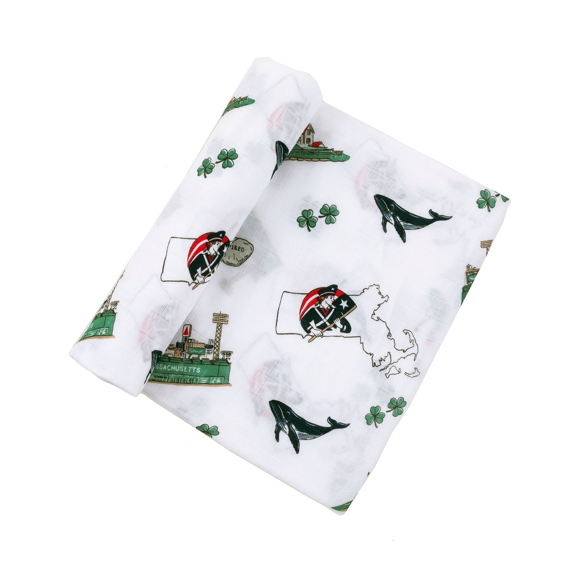 Massachusetts Newborn Gift Set: Muslin Swaddle & Bib