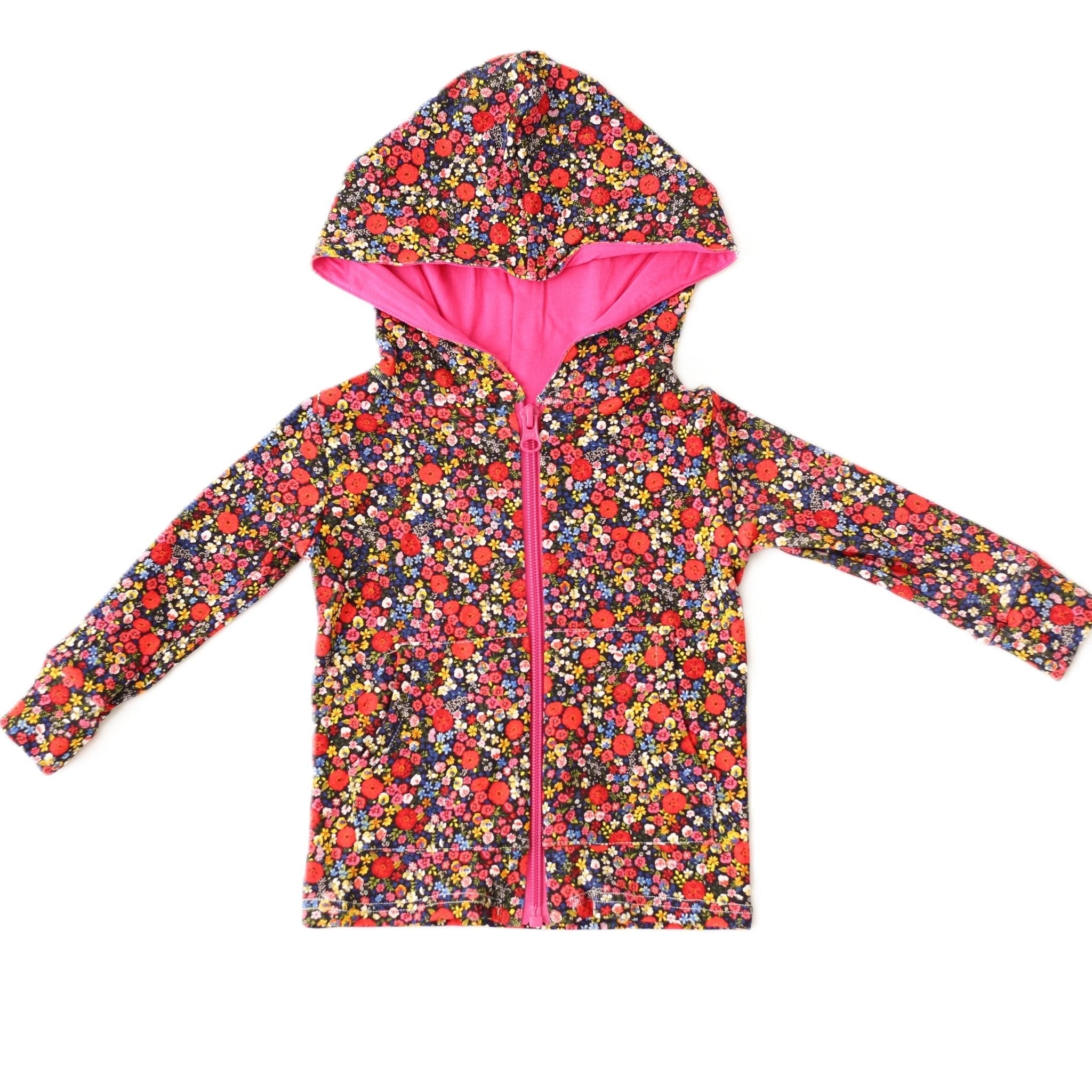 Midnight Petals Zipper Hoodie