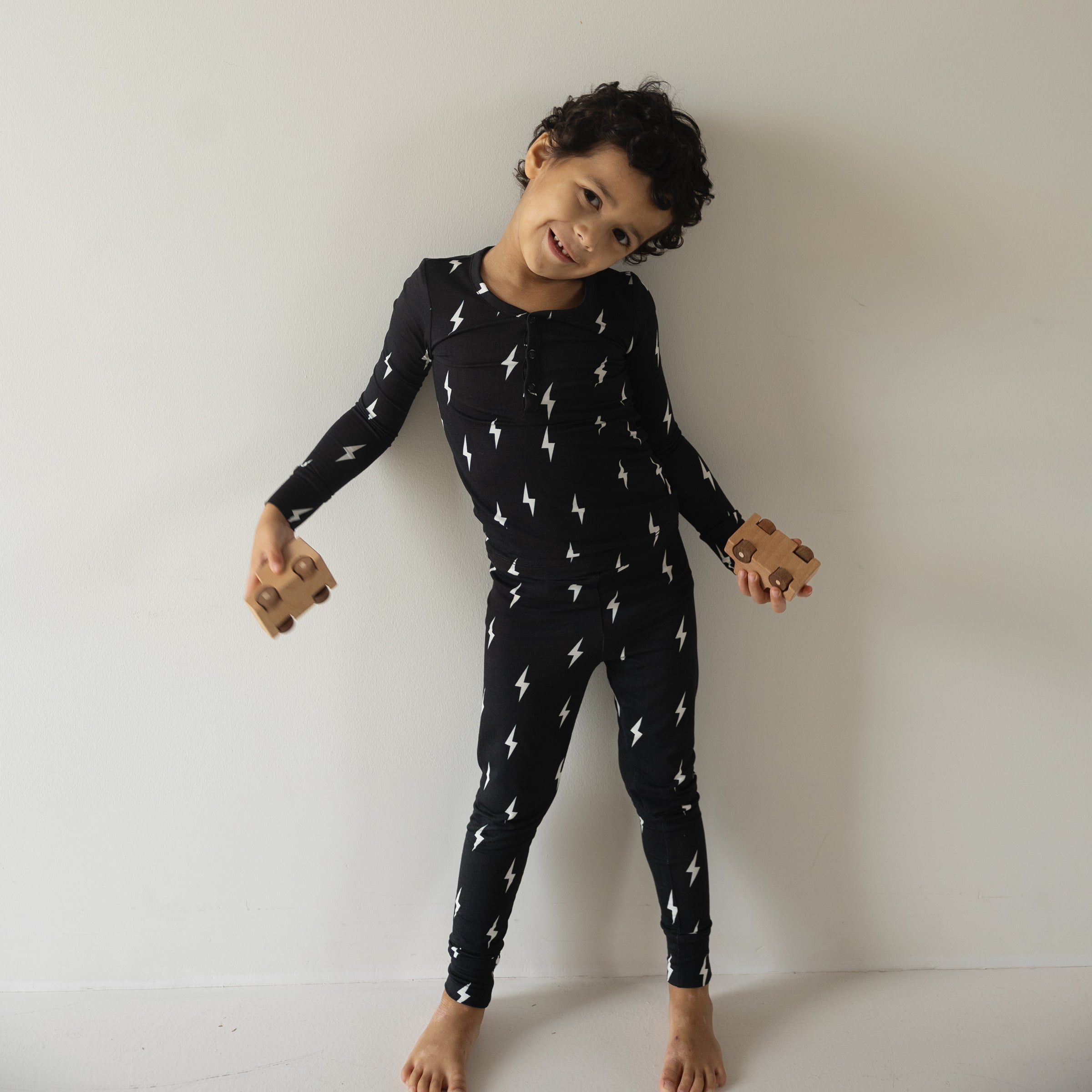 Bamboo Two Piece Pajamas | Midnight Lightning Bolt