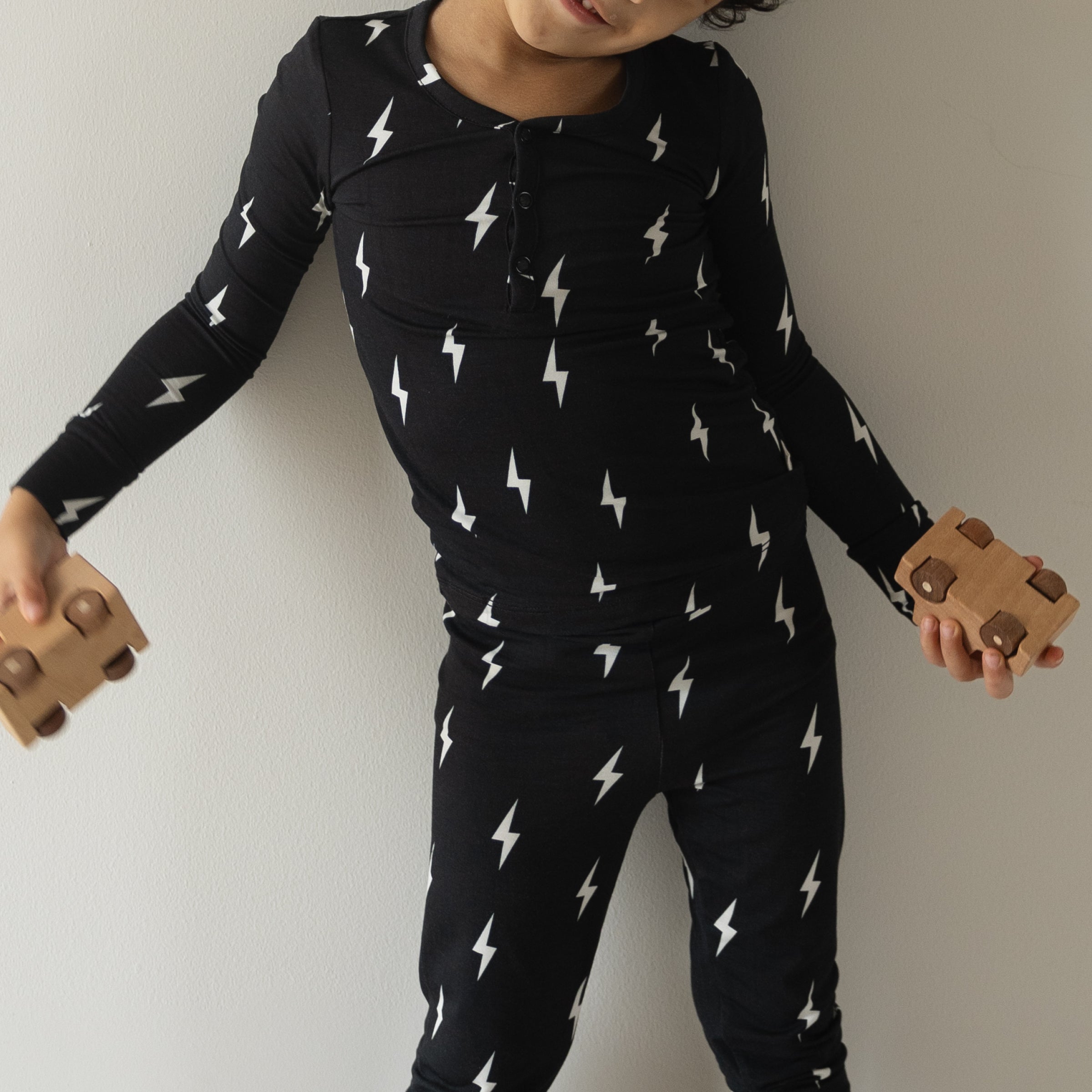 Bamboo Two Piece Pajamas | Midnight Lightning Bolt