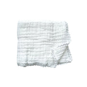 White Lace Organic Muslin Cotton 6-Layer Baby Blanket