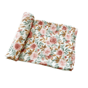 Dusty Pink Floral Muslin Swaddle Blanket