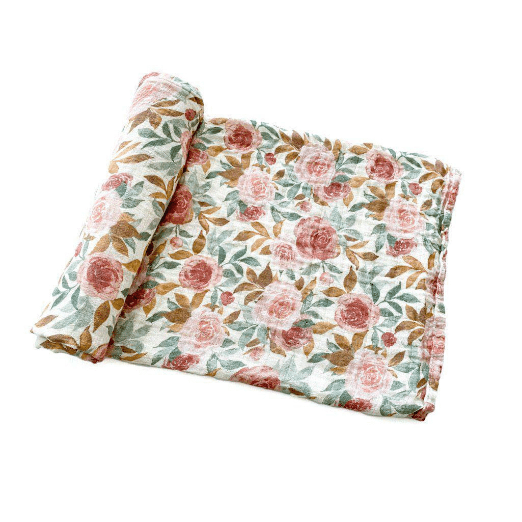 Dusty Pink Floral Muslin Swaddle Blanket