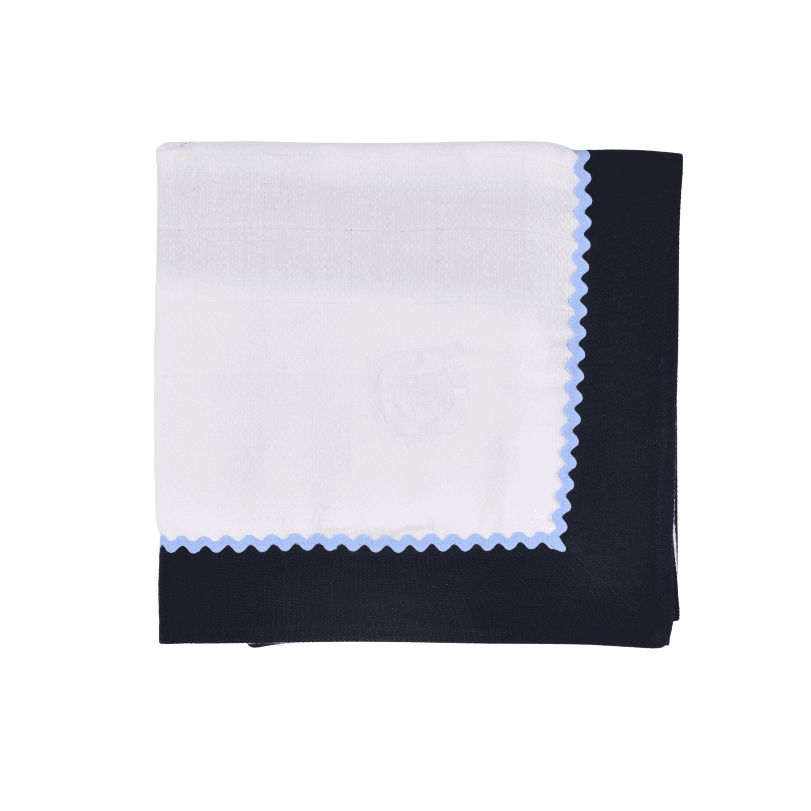 PETIT MARIN | Boys White & Navy Muslin Square (75cm)