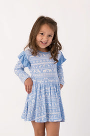 Arctic Fair Isle | Long Sleeve Flutter Bodysuit Dress
