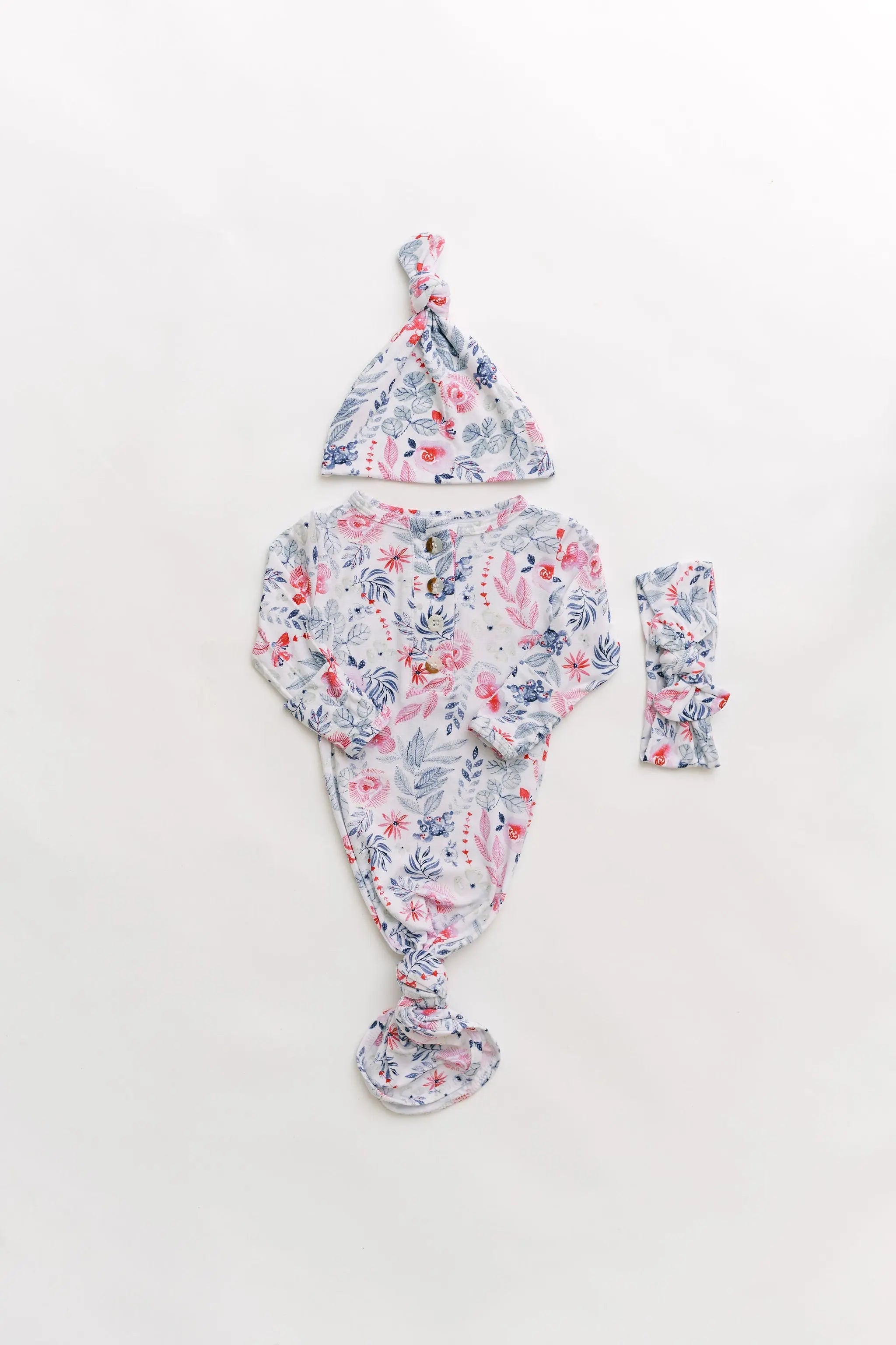 Stroller Society Newborn Gowns and Hat Set with Headband - Bloom