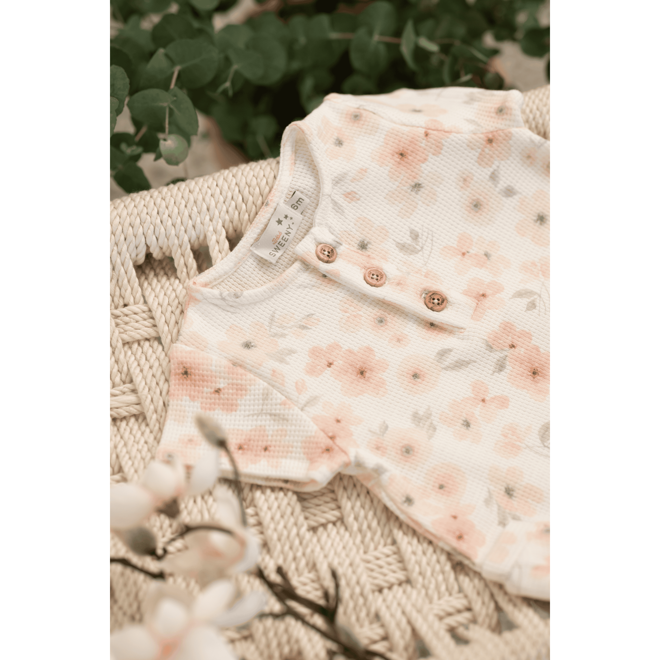NOA | Girls Soft Pink Flower Print Waffle Cotton Shortie