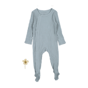 The Snap Romper - Ocean Ribbed