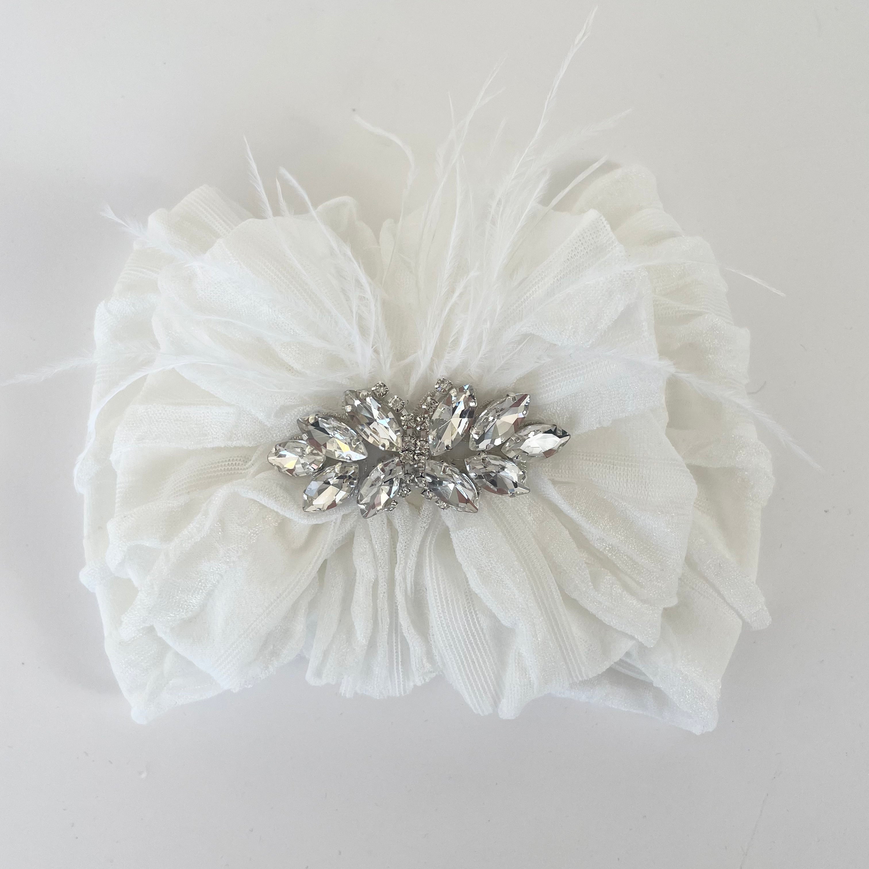Fancy Feather Ruffled Headband