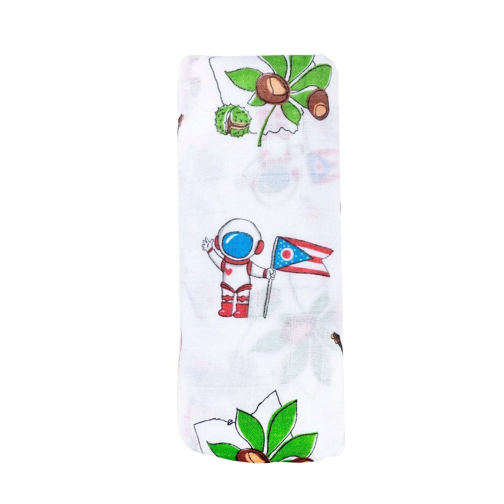 Ohio Baby Gift Set: Muslin Swaddle & Bib | Organic Cotton