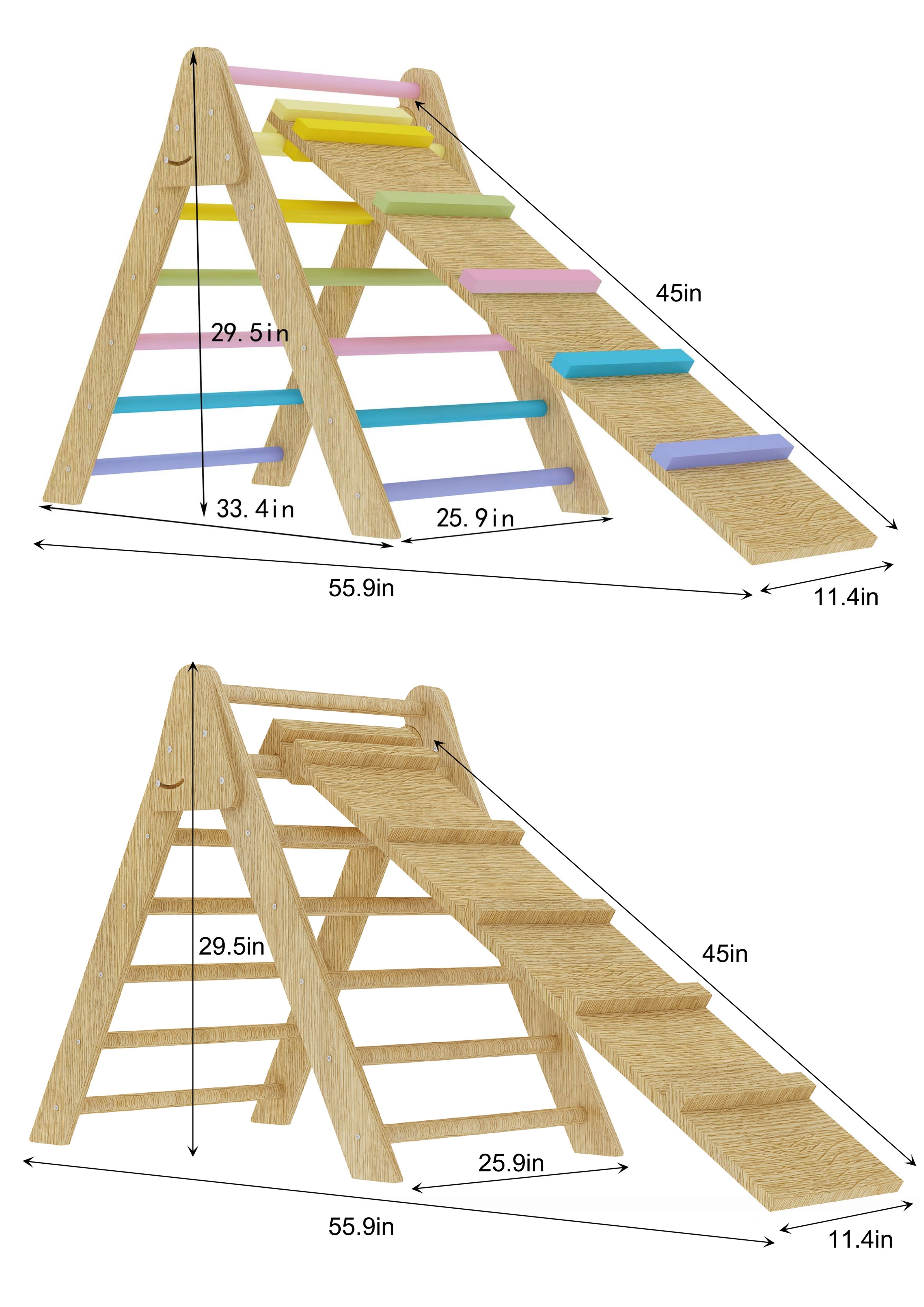 Olive - Pikler Triangle Ladder and Climber Slide - Multiple Sizes