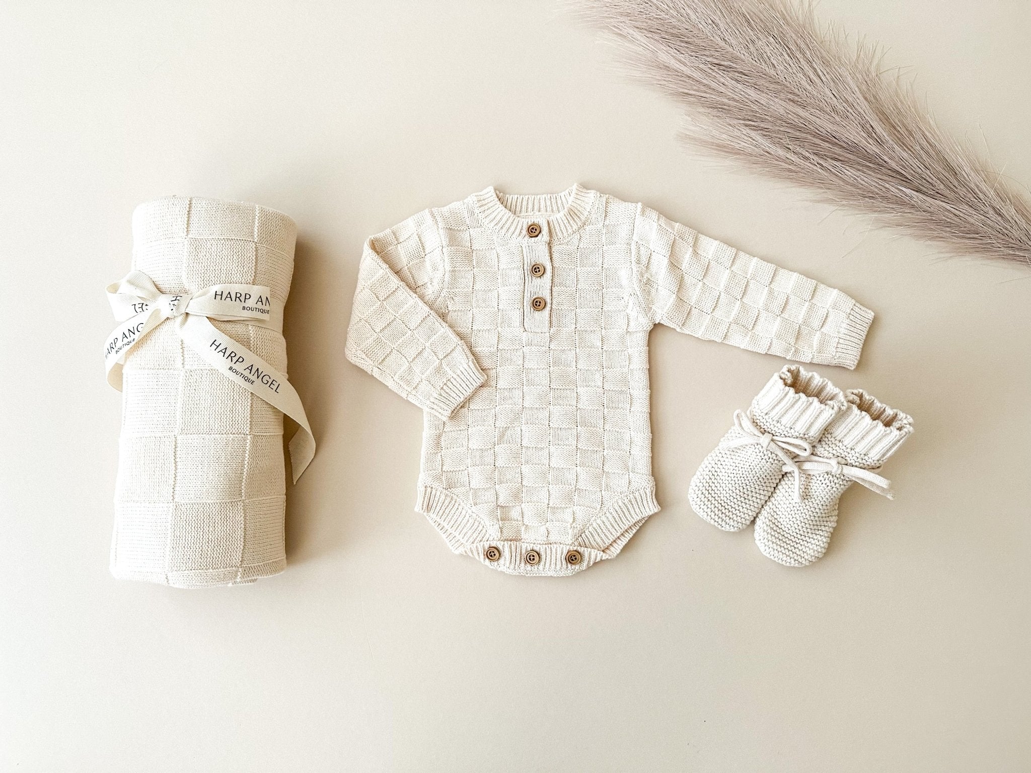 Cream Checkerboard Baby Bodysuit | Organic Cotton