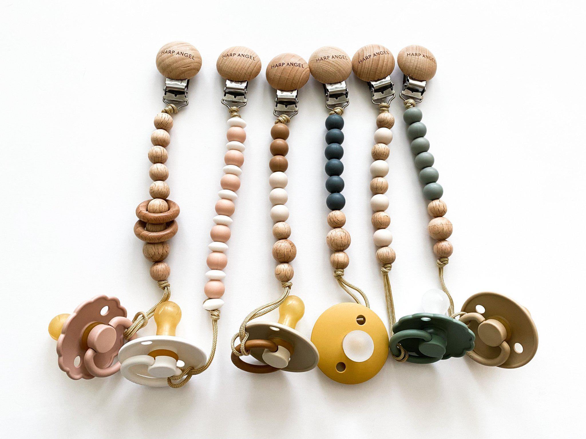 Pacifier Clip Harper (Camel & Blush)