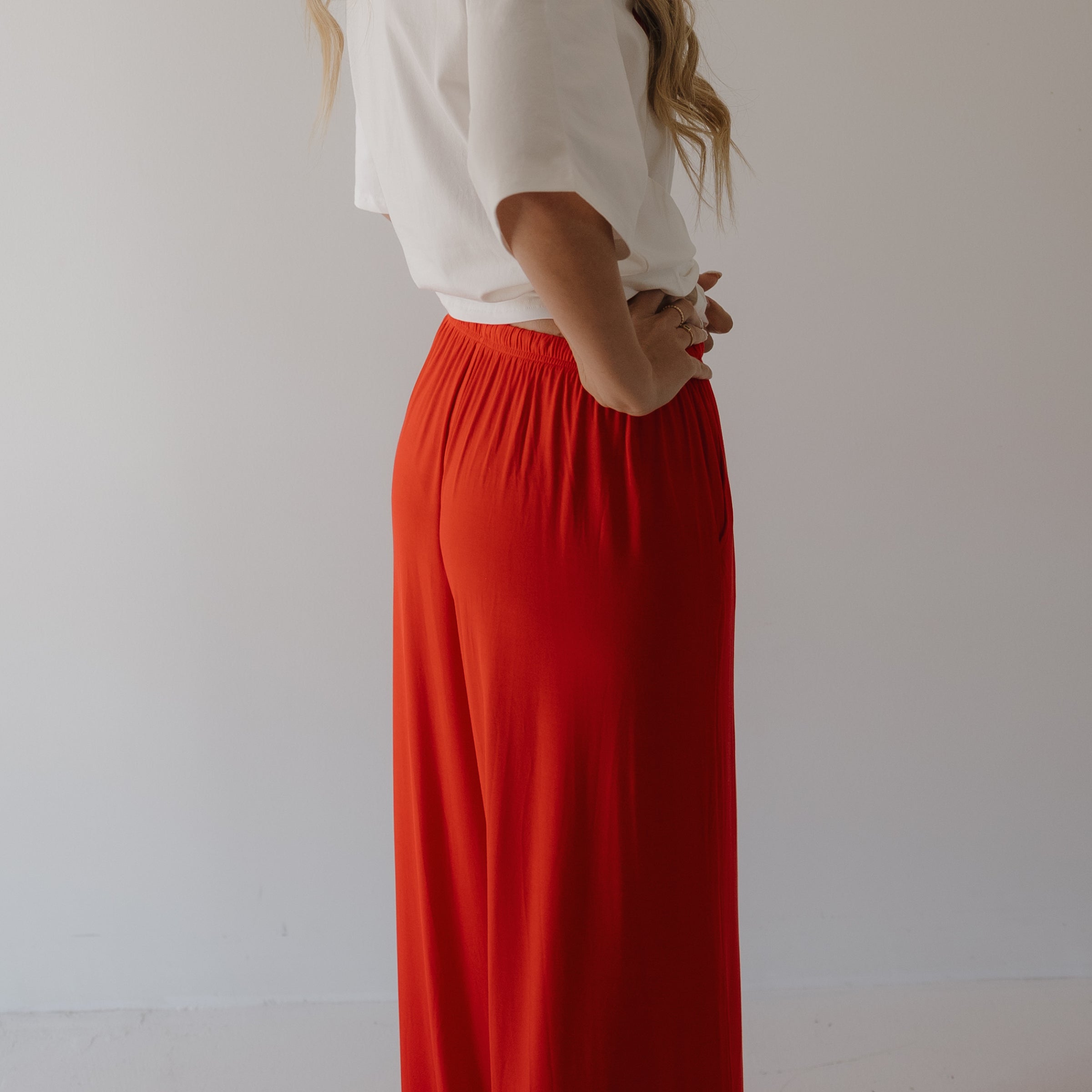 Women's Bamboo Wide Leg Pants | Cherry Red