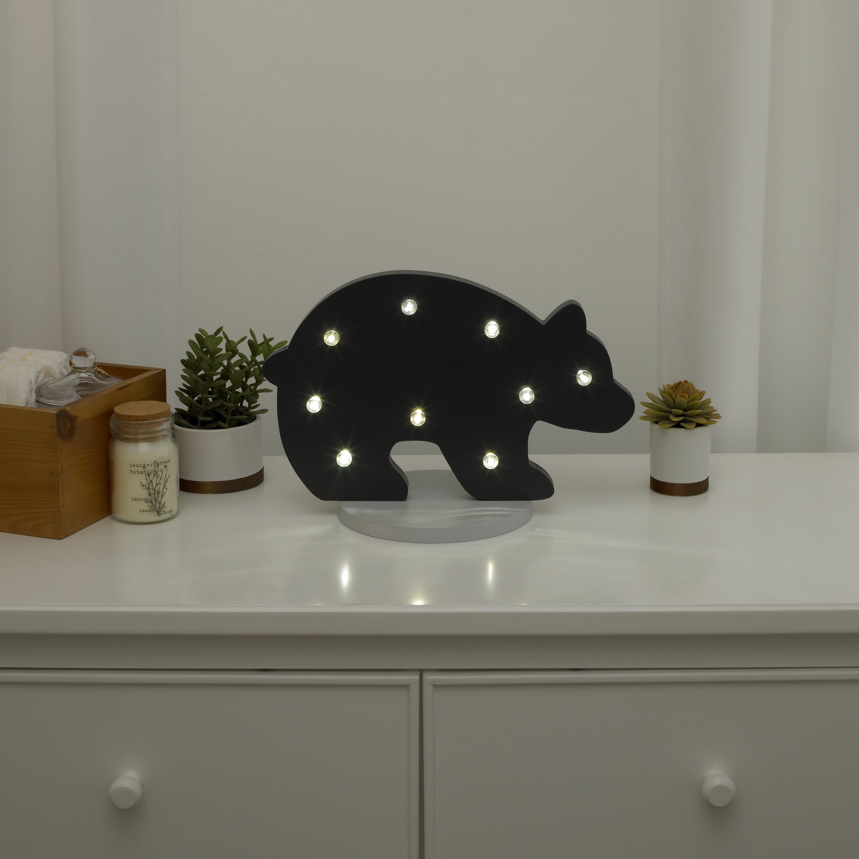 NoJo - Grey Bear Shaped Lighted Nursery Decor
