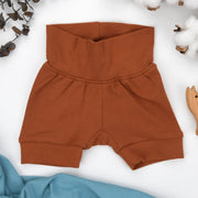 Organic Cotton High Waist Baby Shorts, Pecan