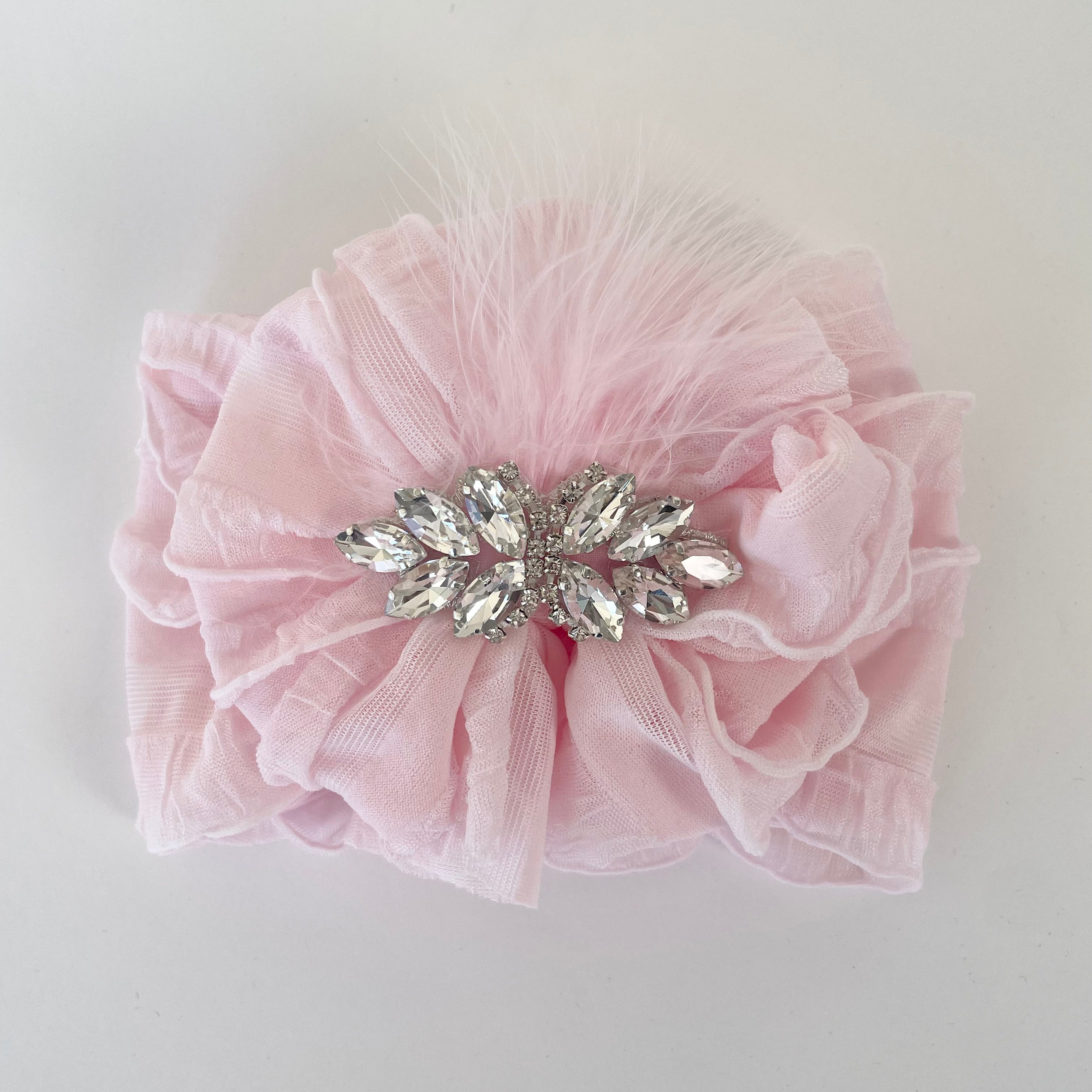 Fancy Feather Ruffled Headband