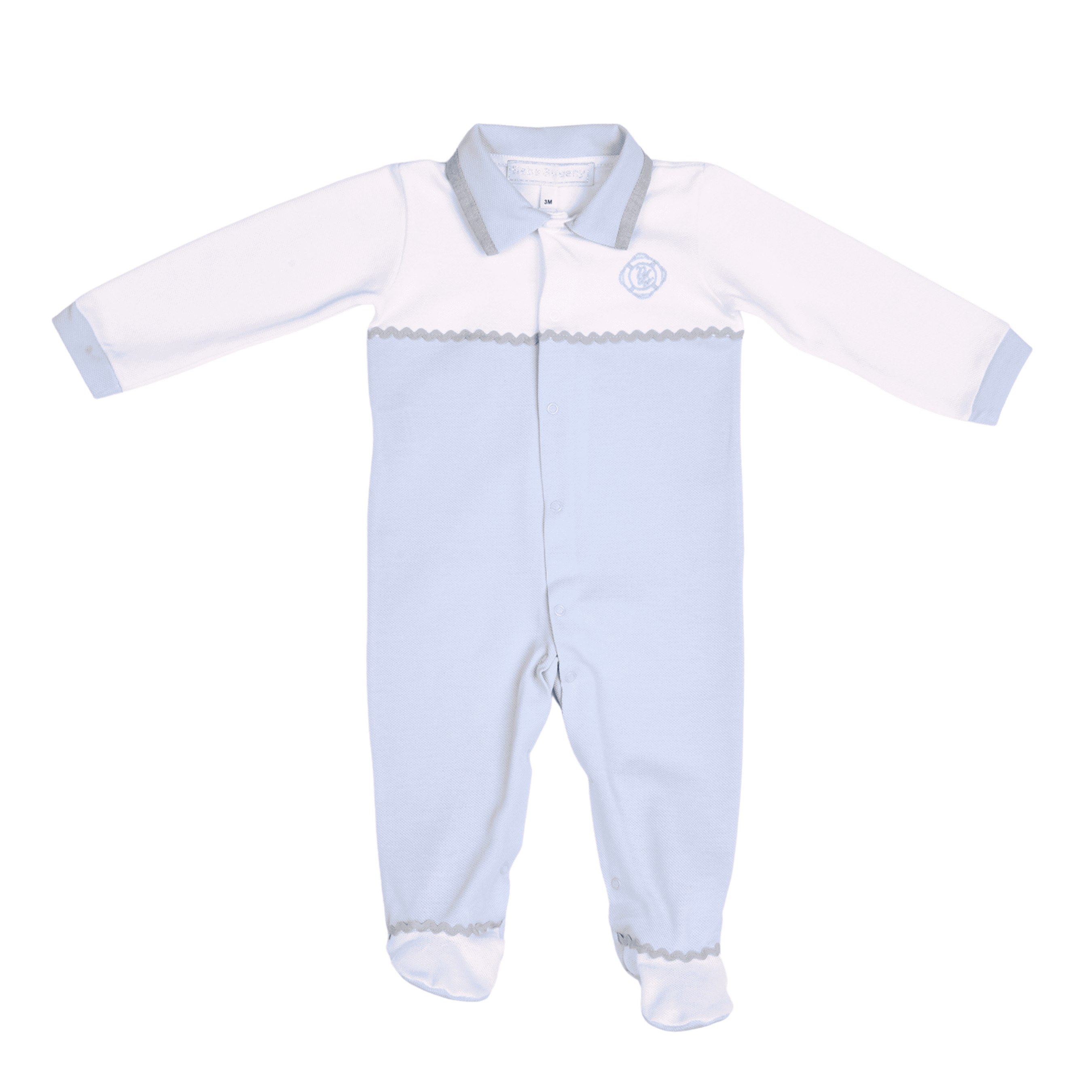 PETIT MARIN | White & Light Blue Cotton All-in-One