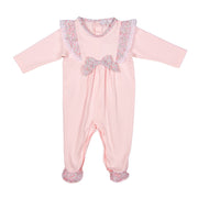 PETITE FLEUR | Pink Cotton Floral Frilled All-in-One