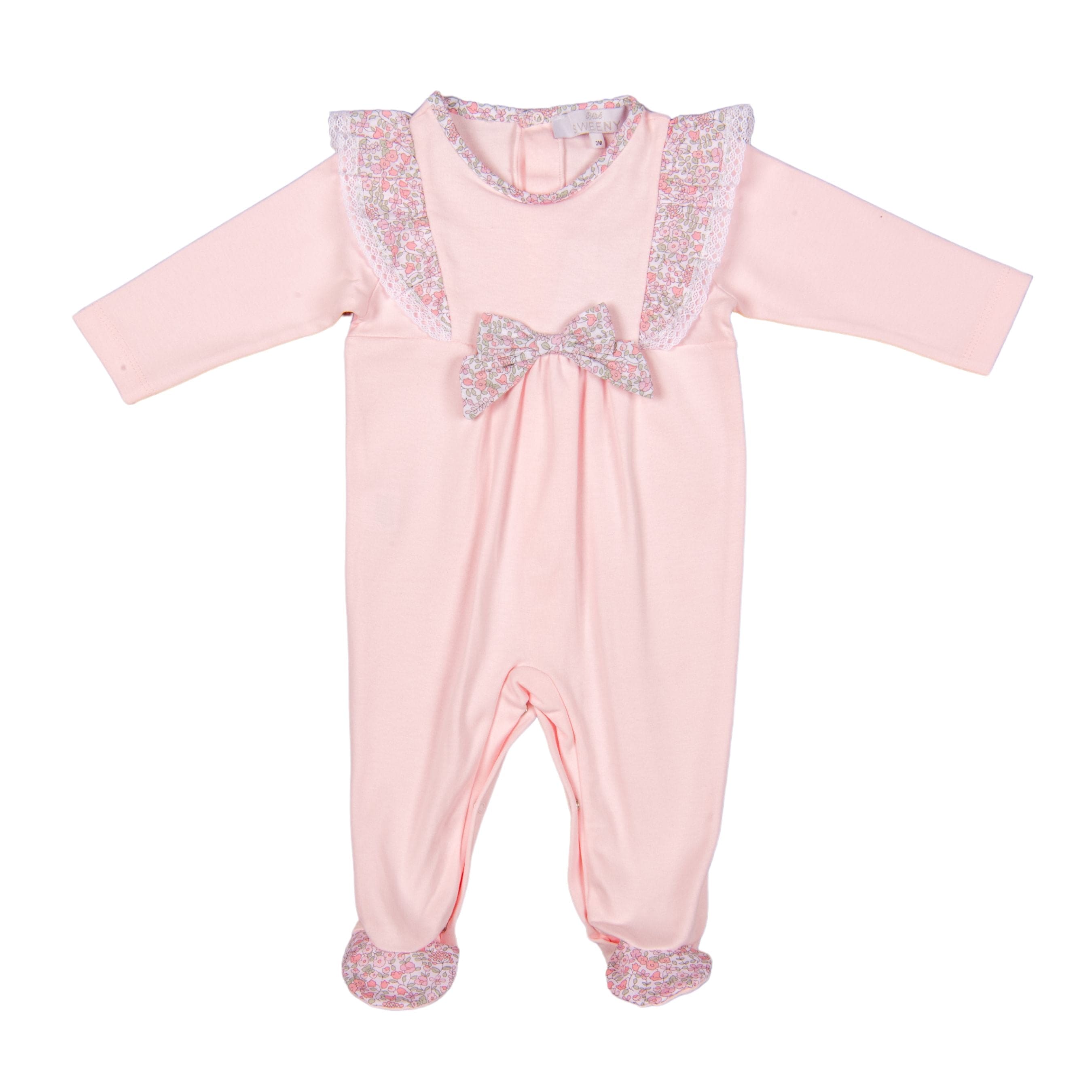 PETITE FLEUR | Pink Cotton Floral Frilled All-in-One