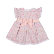 PETITE FLEUR | Girls Pink Cotton Floral Print Dress Set