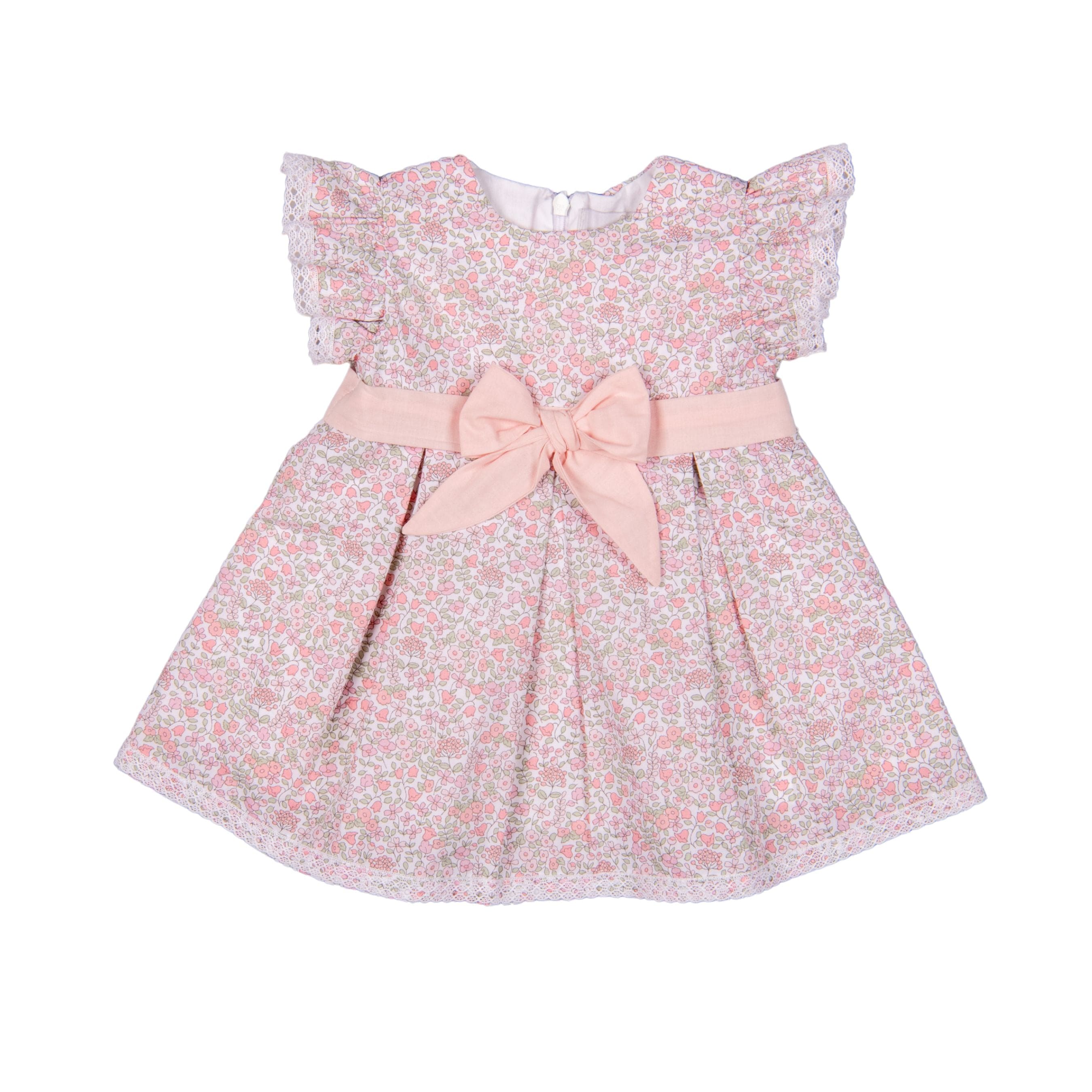 PETITE FLEUR | Girls Pink Cotton Floral Print Dress Set