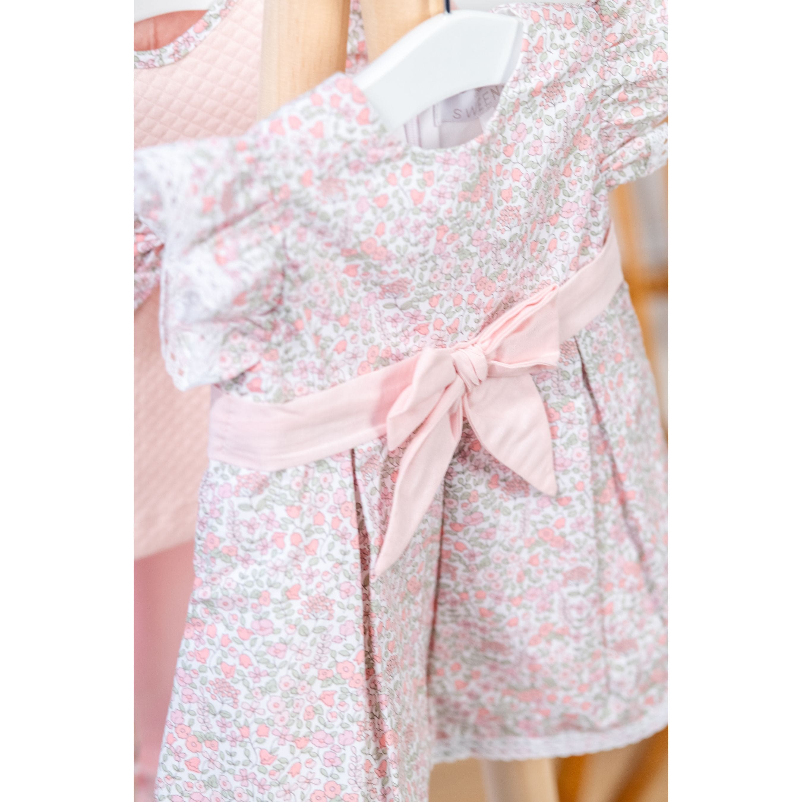 PETITE FLEUR | Girls Pink Cotton Floral Print Dress Set
