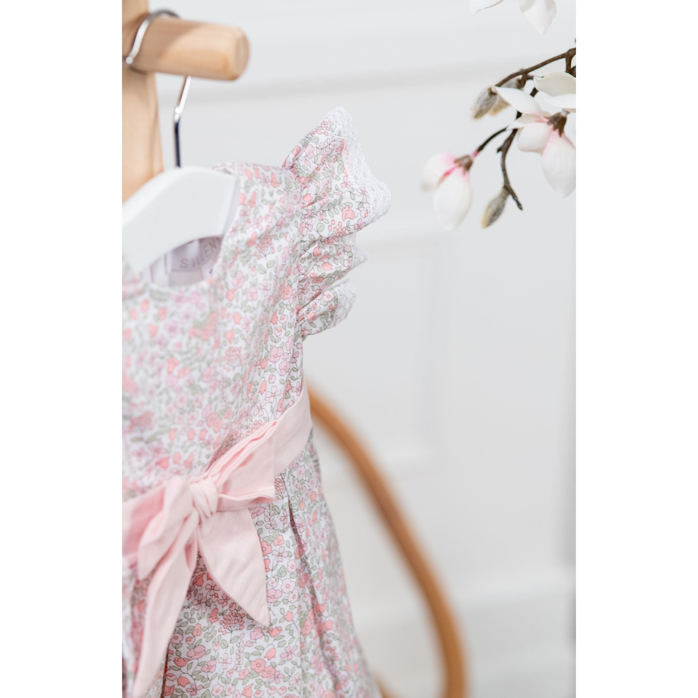PETITE FLEUR | Girls Pink Cotton Floral Print Dress Set