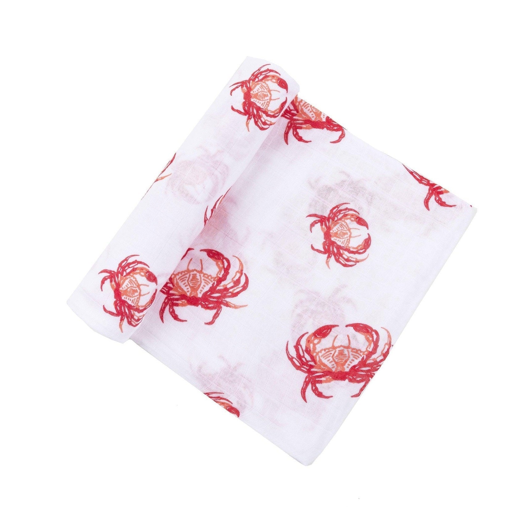Pink Crab Newborn Gift Set: Muslin Swaddle & Bib | Organic Cotton