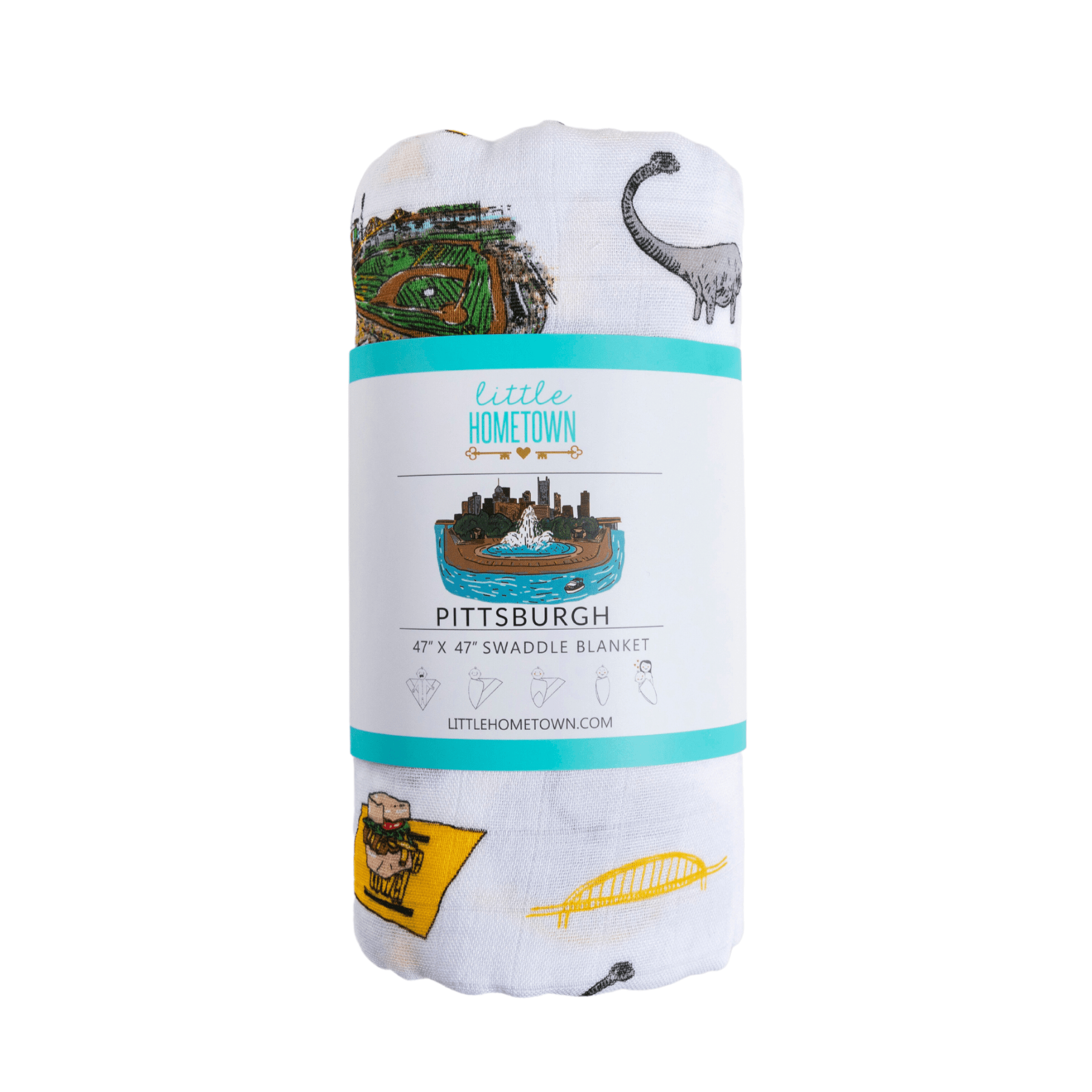 Pittsburgh Baby Gift Set: Muslin Swaddle & Bib | Organic Cotton