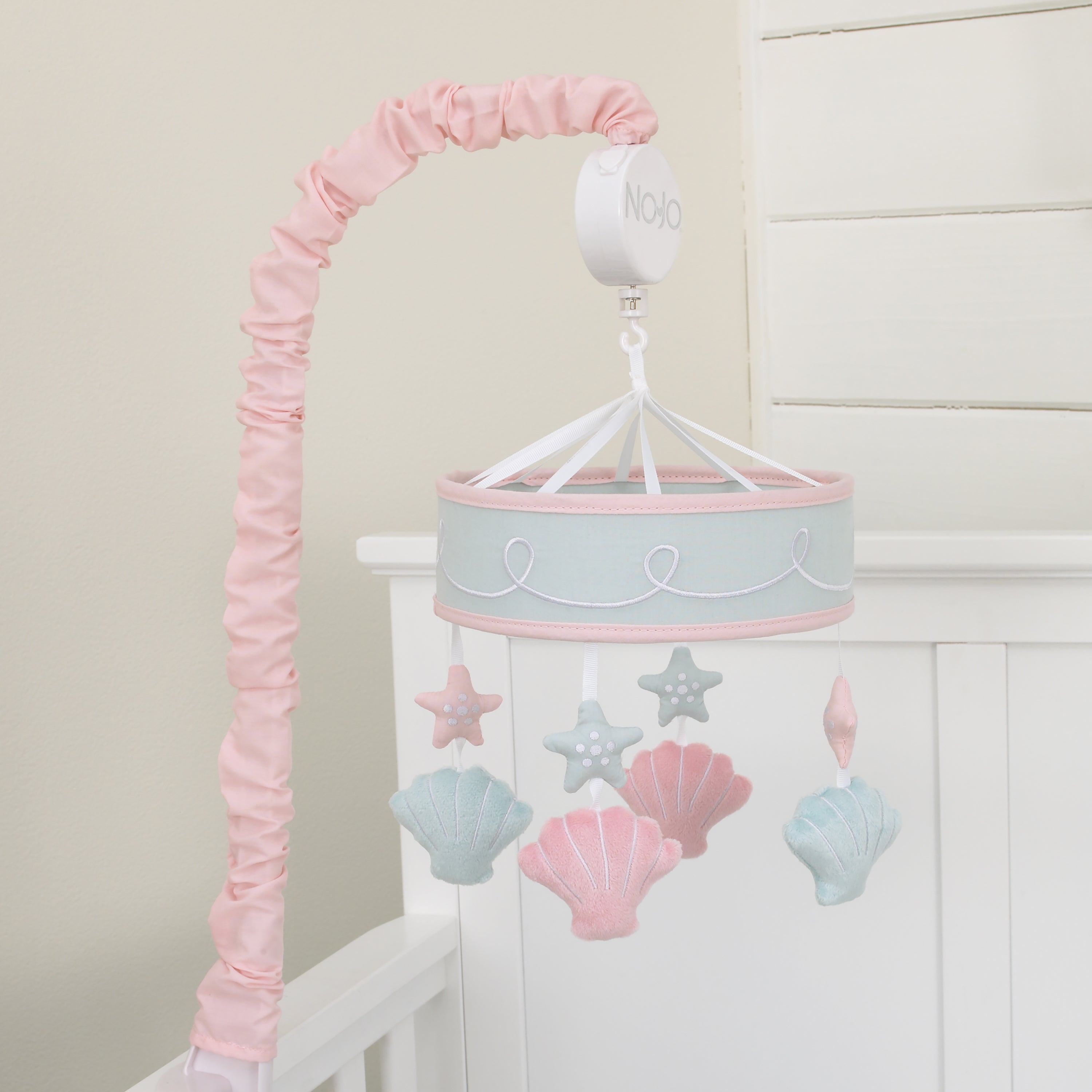 NoJo Sugar Reef Mermaid Nursery Crib Musical Mobile with Sea Shells & Stars