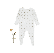 The Printed Romper - White Leaf