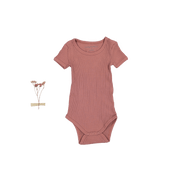 The Short Sleeve Onesie - Rosewood Ribbed