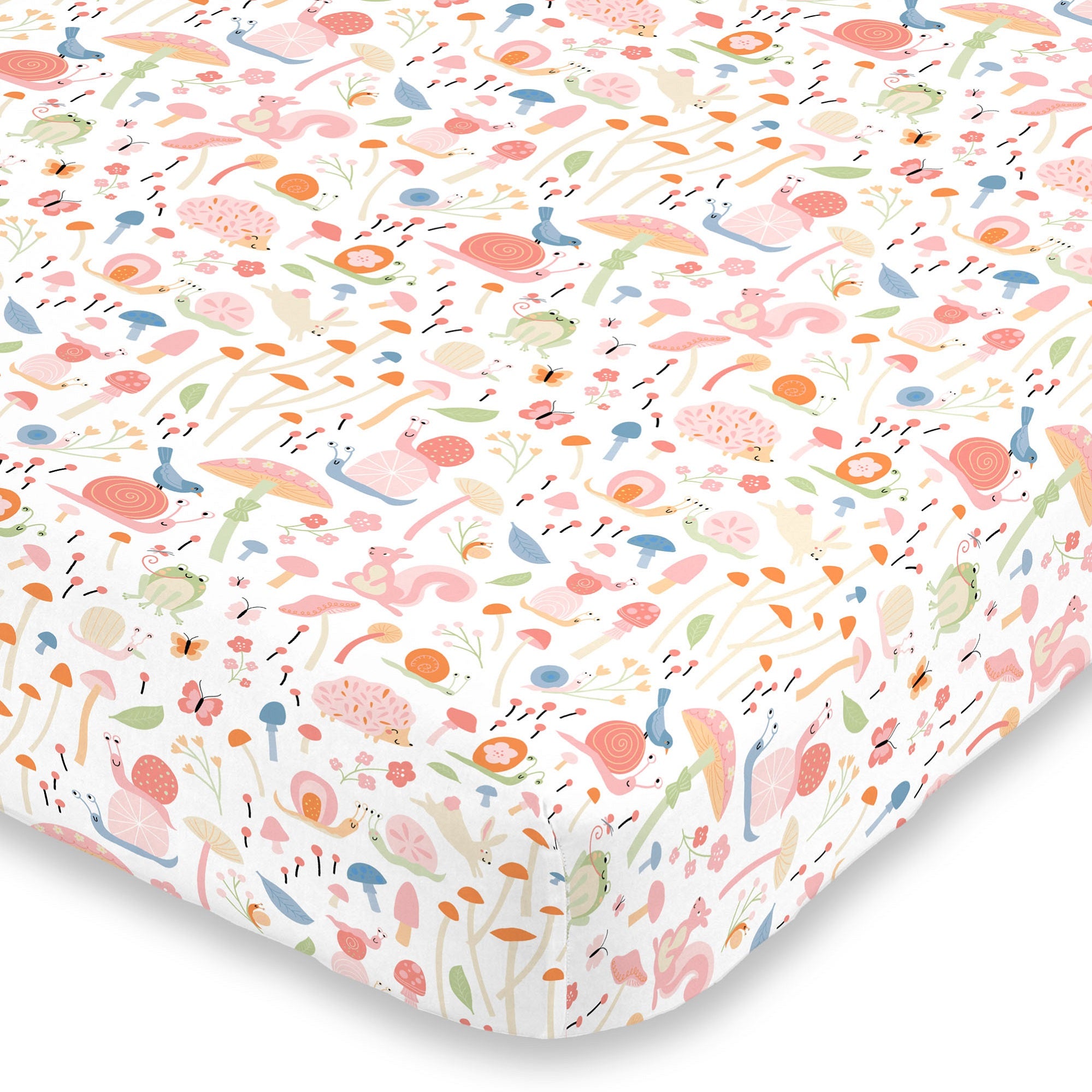 Spring Garden Pink, Green, Orange and Ivory Super Soft Mini Crib Sheet