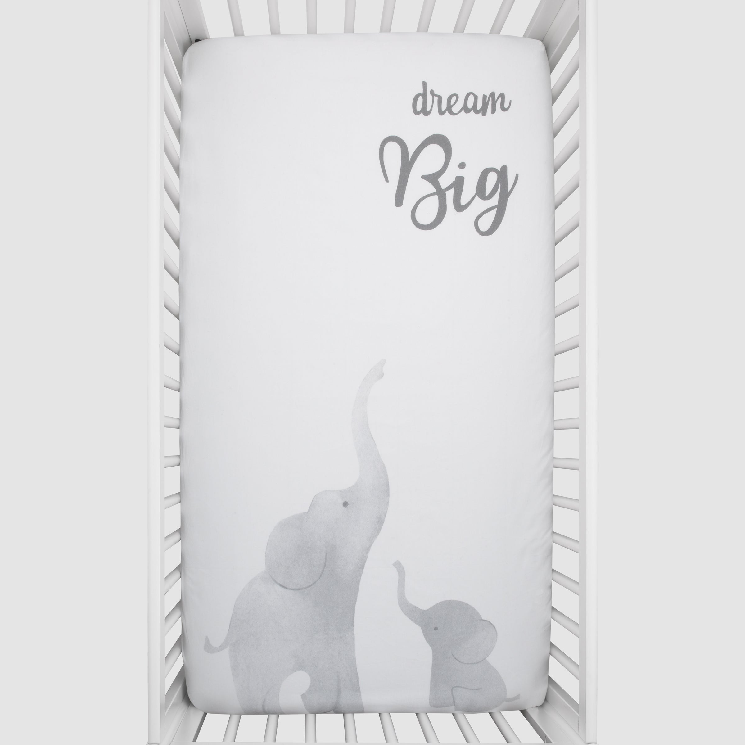 Elephant Tribe Grey and White 100% Cotton Photo Op Fitted Crib Sheet
